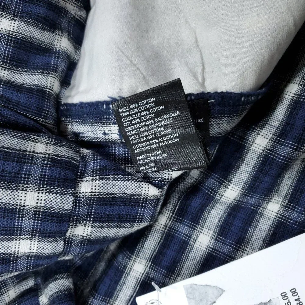 Urban Outfitters Playa Plaid Longline Shorts Size Large Blue White Relaxed Baggy